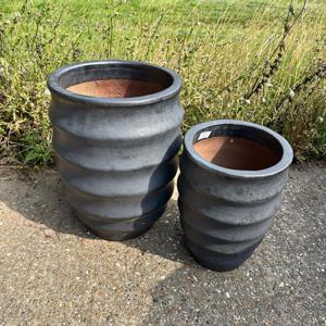 Glazed Ceramic Bosna Hi Round Pot - Charcoal